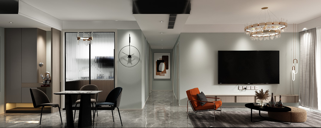 盛世華府126㎡三室兩廳客餐廳現(xiàn)代風格裝修案例效果圖-詳細.jpg