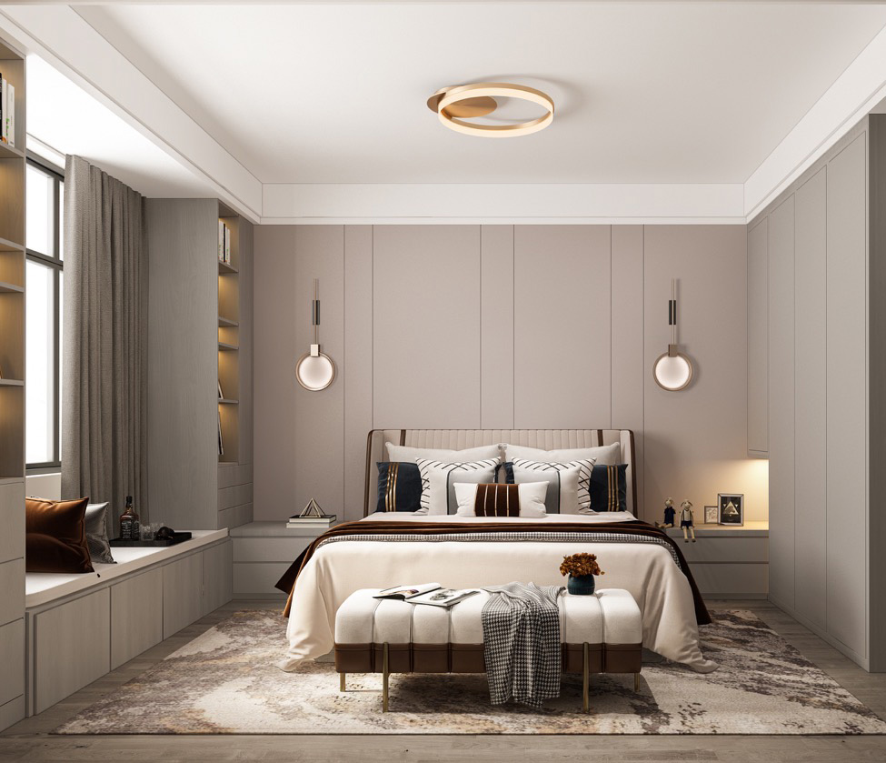 盛世華府138㎡四室兩廳客臥室現代風格裝修案例效果圖-詳細.jpg